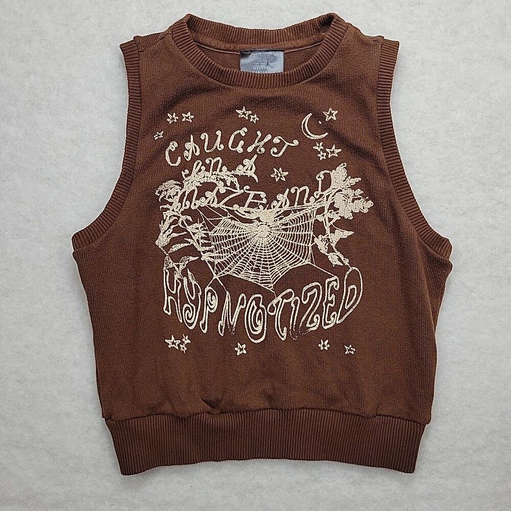 Melanie Martinez Portals Sweater Vest Hypnotized Tunnel Vision Womens Sz M Brown